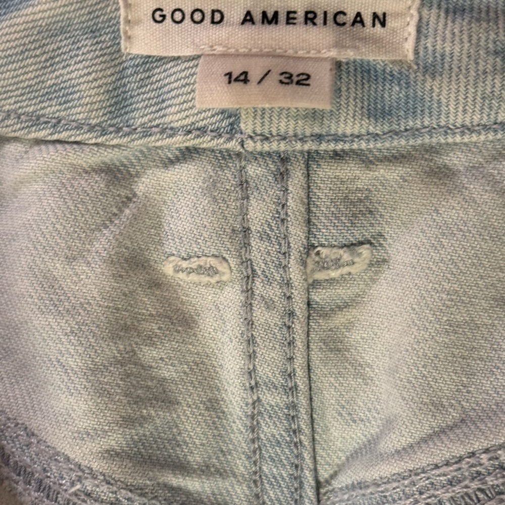 Good American Good '90s Loose Rip Jeans Size 14 Shredded Distressed Light Wash - Picture 9 of 12